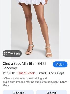 cinq a sept White Pleated bubble mini skirt
